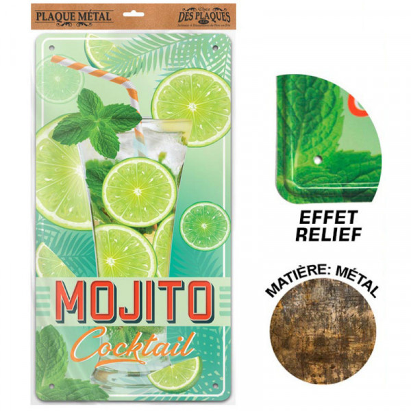 Plaque métallique Mojito Cocktail