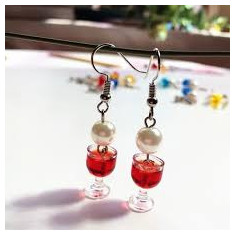 Boucles d'oreilles verre de vin