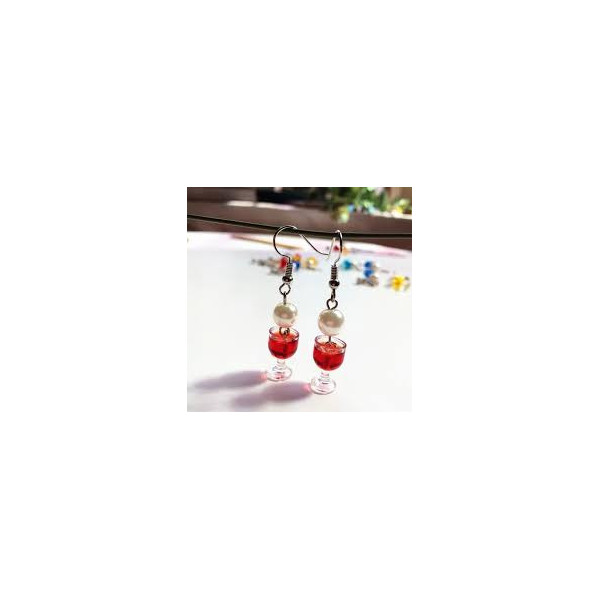 Boucles d'oreilles verre de vin