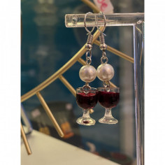 Boucles d'oreilles verre de vin 2