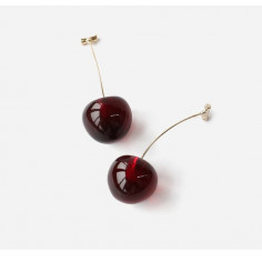 Boucles d'oreilles cerises rouge foncé