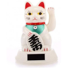 Solaire Chat porte Bonheur blanc