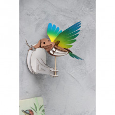 Oiseau Martin Pêcheur bleu et jaune 3D en carton à monter...