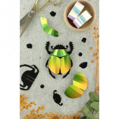 Scarabée jaune et vert caraïbes 3D en papier métallique à...