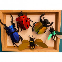 Scarabée jaune et vert caraïbes 3D en papier métallique à... 2