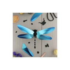 Libellule bleue azur 3D en carton à monter soi-même