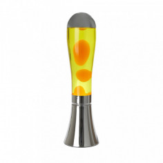 Lampe lave socle argent bulles jaunes 2