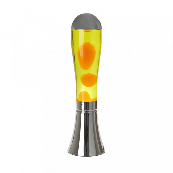 Lampe lave socle argent bulles jaunes