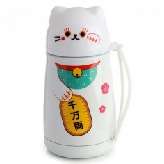 Thermos Manekineko blanc avec sangle