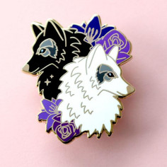 Pin's duo de Loup noir et blanc