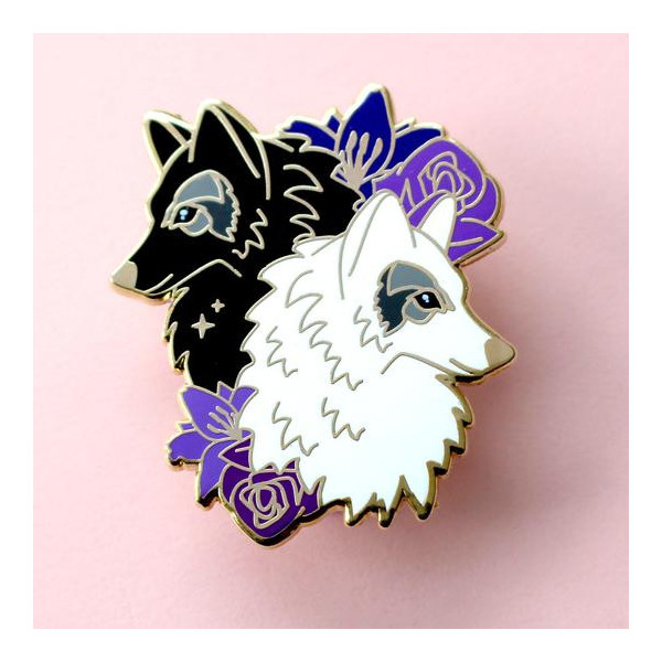 Pin's duo de Loup noir et blanc