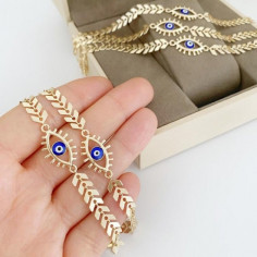 Bracelet Oeil Porte Bonheur  chaîne