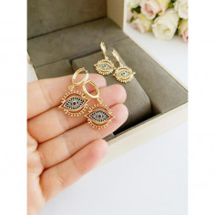 Boucle d'oreille créole oeil strass