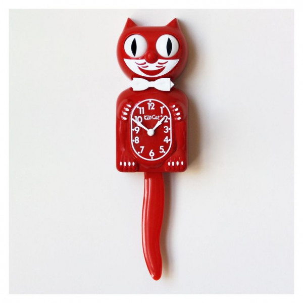 Horloge Chat Kit Cat Klock rouge 40cm