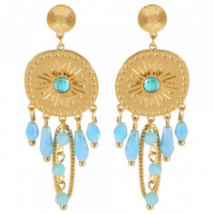 Boucles d'Oreilles à Perles Bleu