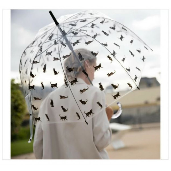 Parapluie cloche transparent imprimé chats