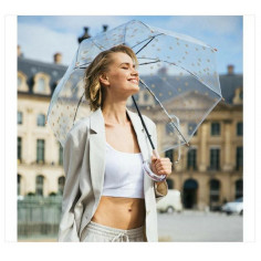 Parapluie cloche transparent imprimé pois cuivrés