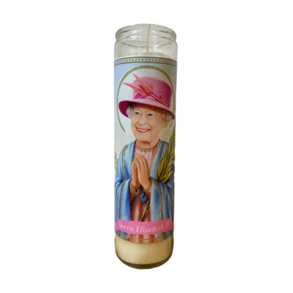 Bougie sainte Reine Queen Elizabeth II chapeau rose