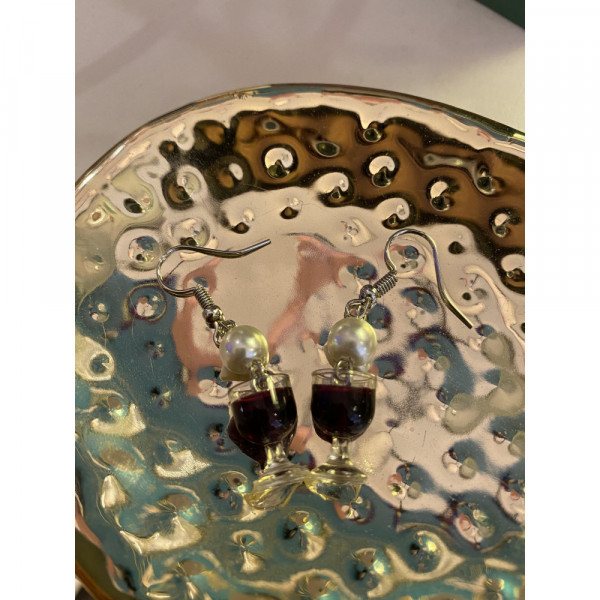 Boucles d'oreilles verre de vin