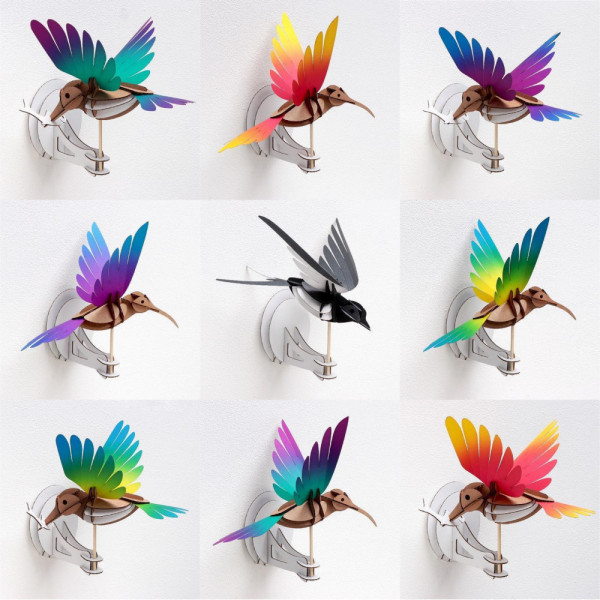 Hirondelle noire et blanche 3D origami papier