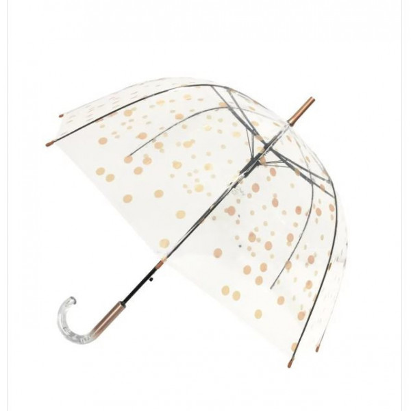 Parapluie cloche transparent imprimé pois cuivrés