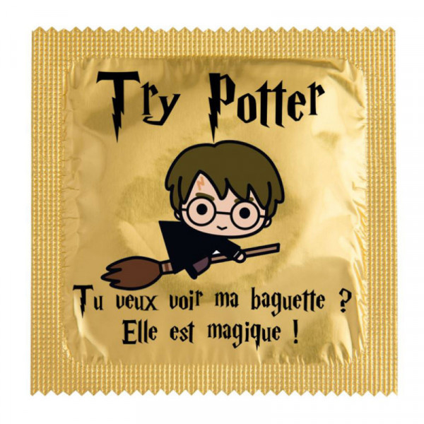Préservatif Harry Potter " Tu veux voir ma baguette ? Elle est magique ! "