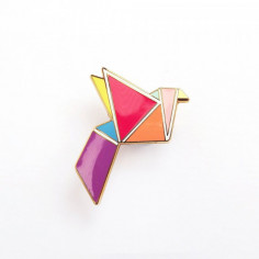Broche oiseau origami couleurs