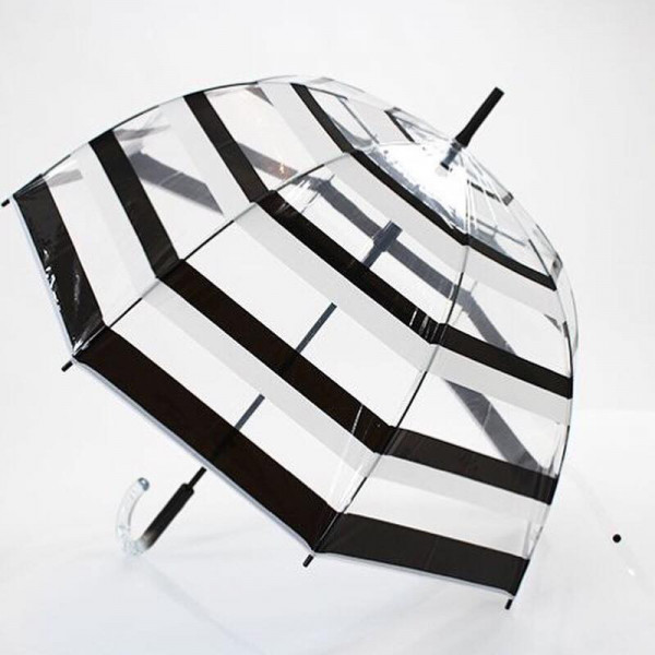 Parapluie cloche transparent à rayures blanches et noires